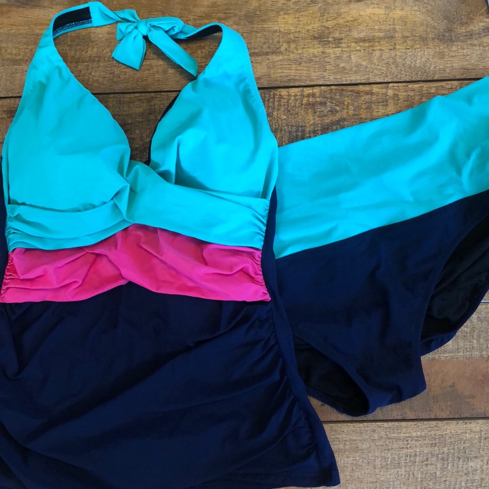 2 Piece Profile Tankini (Blue Navy Pink) 12